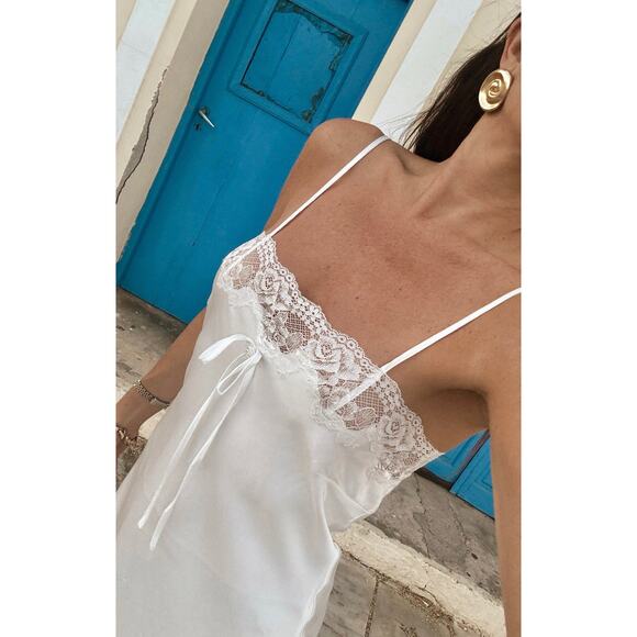 Show Me Your Mumu Celine Dress in Ivory Luxe Satin M - Picture 2 of 7